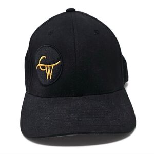 Canyon Wind Embroidered Flexfit Hat Cap Black Gold Large - XLarge